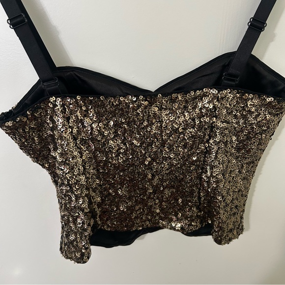 Milly | Women’s Sexy Gold Sequins Corset Crop Top | Size 6 - Picture 5 of 7